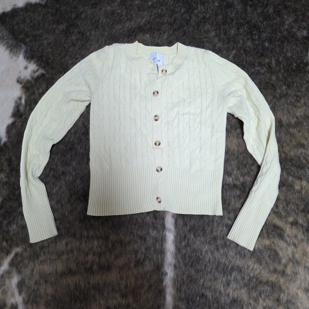 Butter Yellow Cable Knit Cardigan